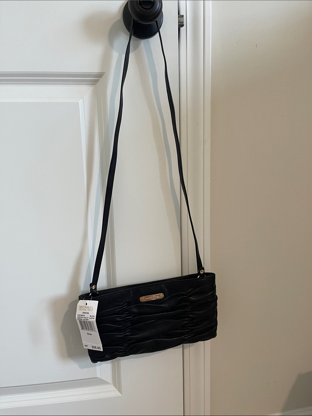 Michael Kors Black Ruffled Crossbody Shoulder Bag